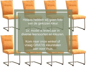 SHOPX HUISCOLLECTIE Set van 8 Lichtblauwe leren Retro - poot rond rvs - Toledo Leer Sky Blue (lichtblauw leer)