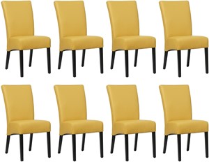 SHOPX HUISCOLLECTIE Set van 8 Gele leren landelijke eetkamerstoelen Just - Toledo Leer Lemon (geel leer)