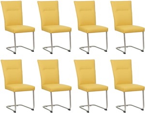 SHOPX HUISCOLLECTIE Set van 8 Gele leren Retro - poot rond rvs - Toledo Leer Giallo (geel leer)