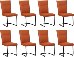 SHOPX HUISCOLLECTIE Set van 8 Cognac leren Retro - poot rond zwart - Toledo Leer Cotto (cognac leer)