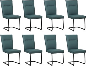 SHOPX HUISCOLLECTIE Set van 8 Blauwe leren Retro - poot rond zwart - Toledo Leer Whale (blauw leer)