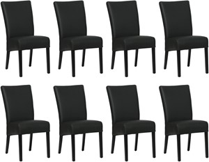 SHOPX HUISCOLLECTIE Set van 8 Zwarte leren landelijke eetkamerstoelen Just - Toledo Leer Nero (zwart leer)
