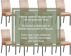SHOPX HUISCOLLECTIE Set van 8 Gele leren moderne eetkamerstoelen Real - poot vierkant zwart - Toledo Leer Leem (geel leer)