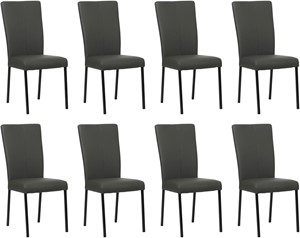 SHOPX HUISCOLLECTIE Set van 8 Donkergrijze leren moderne eetkamerstoelen Daily - poot vierkant zwart - Toledo Leer Antracite (donkergrijs leer)
