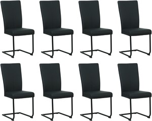 SHOPX HUISCOLLECTIE Set van 8 Zwarte leren industriële eetkamerstoelen Dry - poot rond zwart - Toledo Leer Nero (zwart leer)