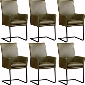 SHOPX HUISCOLLECTIE Set van 6 Leren eetkamerstoelen Ruler - met armleuning - Echt leer, , Comfortabel en kies uit meer dan 150+ kleuren - Ontdek de Vele Leersoorten en Kleuren bij ShopX