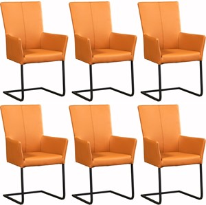 SHOPX HUISCOLLECTIE Set van 6 Leren eetkamerstoelen Dare - met armleuning - Echt leer, Industrieel, Comfortabel en kies uit meer dan 150+ kleuren - Ontdek de Vele Leersoorten en Kleuren bij ShopX
