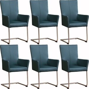 SHOPX HUISCOLLECTIE Set van 6 Leren eetkamerstoelen Dry - met armleuning - Echt leer, Industrieel, Comfortabel en kies uit meer dan 150+ kleuren - Ontdek de Vele Leersoorten en Kleuren bij ShopX