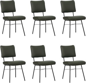 SHOPX HUISCOLLECTIE Set van 6 Donkergroene leren industriële design eetkamerstoelen Solid - Toledo Leer Verde (donkergroen leer)