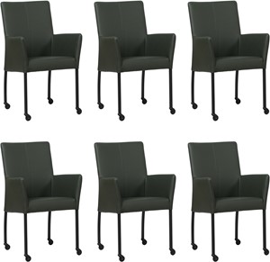 SHOPX HUISCOLLECTIE Set van 6 Donkergroene leren moderne eetkamerstoelen Comfort - Toledo Leer Verde (donkergroen leer)