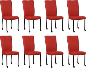 SHOPX HUISCOLLECTIE Set van 8 Rode leren moderne eetkamerstoelen Deal - poot vierkant zwart met wiel - Toledo Leer Ducati (rood leer)