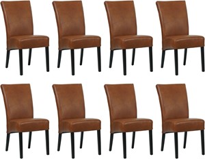SHOPX HUISCOLLECTIE Set van 8 Cognac leren landelijke eetkamerstoelen Just - Granada leer Savannah (cognac leer)