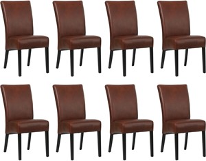 SHOPX HUISCOLLECTIE Set van 8 Cognac leren landelijke eetkamerstoelen Just - Granada leer Cognac (cognac leer)