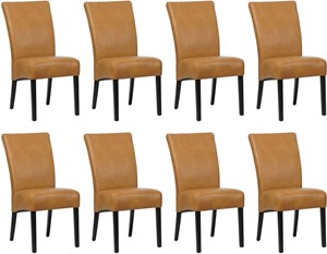 SHOPX HUISCOLLECTIE Set van 8 Cognac leren landelijke eetkamerstoelen Just - Granada leer Sahara (cognac leer)