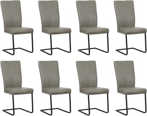 SHOPX HUISCOLLECTIE Grijze leren industriële eetkamerstoel Dare - poot vierkant zwart - Granada leer Steel (grijs leer)