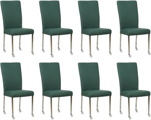 SHOPX HUISCOLLECTIE Set van 8 Groene leren moderne eetkamerstoelen Deal - poot vierkant rvs met wiel - Toledo Leer Forrest (groen leer)