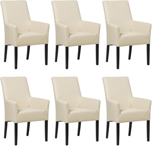 SHOPX HUISCOLLECTIE Set van 6 Crème leren landelijke eetkamerstoelen Just - Toledo Leer Betulla (crème leer)