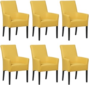 SHOPX HUISCOLLECTIE Set van 6 Gele leren landelijke eetkamerstoelen Just - Toledo Leer Giallo (geel leer)