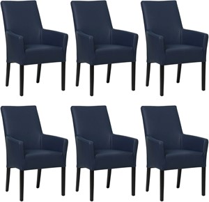 SHOPX HUISCOLLECTIE Set van 6 Blauwe leren landelijke eetkamerstoelen Just - Toledo Leer Kobalt (blauw leer)