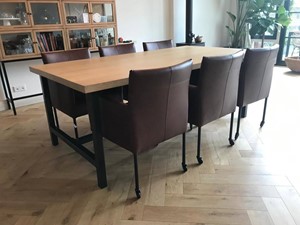 SHOPX HUISCOLLECTIE Set van 6 leren kuip eetkamerstoelen - met wieltjes - cognac kleur leer - Echt leer, Modern, ontdek de vele Leersoorten en Kleuren bij ShopX