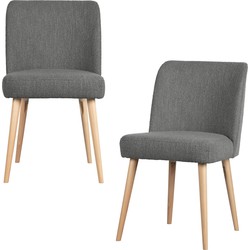 Vtwonen Force Eetkamerstoelen - Bouclé - Staalgrijs - Set van 2