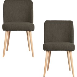 Vtwonen Force Eetkamerstoelen - Bouclé - Bruin - Set van 2