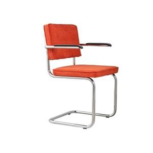 Zuiver Ridge Rib Eetkamerstoelen met armleuning Oranje - Set van 2