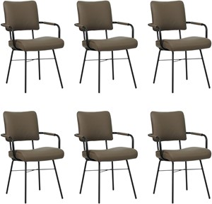 SHOPX HUISCOLLECTIE Set van 6 Bruine leren industriële design eetkamerstoelen Solid - Toledo Leer Moss (bruin leer)