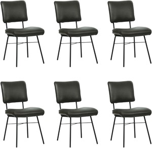 SHOPX HUISCOLLECTIE Set van 6 Donkergrijze leren industriële design eetkamerstoelen Solid - Granada leer Graphite (donkergrijs leer)