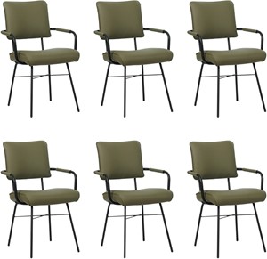 SHOPX HUISCOLLECTIE Set van 6 Olijfgroene leren industriële design eetkamerstoelen Solid - Toledo Leer Olive (olijfgroen leer)