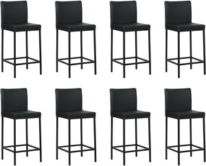 SHOPX HUISCOLLECTIE Set van 8 Zwarte leren moderne barkrukken Break - poot vierkant zwart - Hermes Leer Nero (zwart leer)