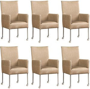 SHOPX HUISCOLLECTIE Set van 6 Leren eetkamerstoelen Spark - met wieltjes - Echt leer, Modern, Comfortabel en kies uit meer dan 150+ kleuren - Ontdek de Vele Leersoorten en Kleuren bij ShopX