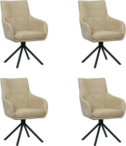 SHOPX HUISCOLLECTIE Set van 4 Taupe leren industriële draaibare eetkamerstoelen Fancy - Kenia Leer Taupe (taupe leer)