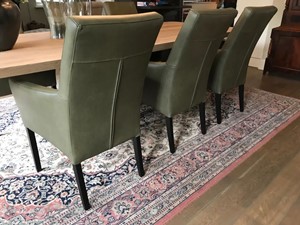 SHOPX HUISCOLLECTIE Set van 6 leren eetkamerstoelen - met houten poten - groen leer - Echt leer, Landelijk, ontdek de vele Leersoorten en Kleuren bij ShopX