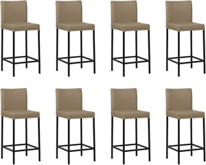 SHOPX HUISCOLLECTIE Set van 8 Taupe leren moderne barkrukken Break - poot vierkant zwart - Toledo Leer Mocca (taupe leer)