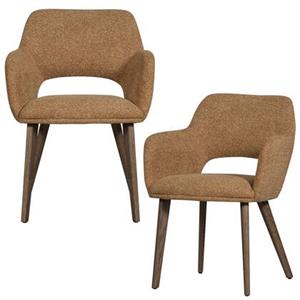 Woood Murat Eetkamerstoelen Houten Bruine Poot - Geel - Set van 2