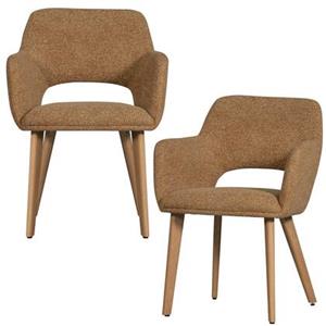 Woood Murat Eetkamerstoelen Houten Naturel Poot - Geel - Set van 2