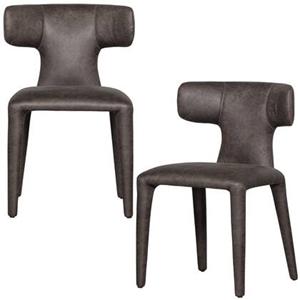 Woood Permit Eetkamerstoelen - Leerlook - Zwart|Grijs - Set van 2