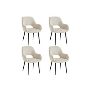 Furnihaus Eetkamerstoelen met armleuning Levi Beige Stof - Set van 4