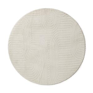 Xenos Vloerkleed wave - wit - ø120 cm