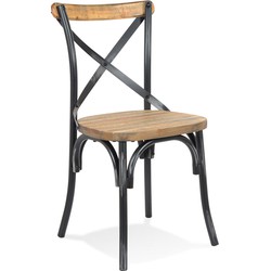 Alterego Ranch - Zwarte Houten Keukenstoel - Oude Walnoot - 50x47x89cm