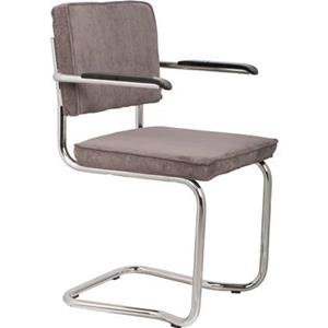 Zuiver Ridge Rib Kink Eetkamerstoelen leuning Grijs - Set van 2