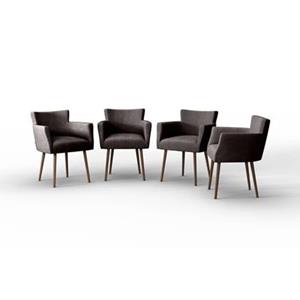 NADUVI Collection Set van 4 eetkamerstoelen Billie linnen