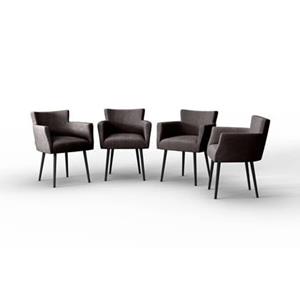 NADUVI Collection Set van 4 eetkamerstoelen Billie linnen