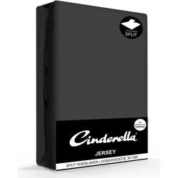 Cinderella Jersey Splittopper hoeslaken Antracite-140 X 200/210 cm