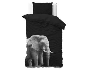 RoyalTextile - Elephant Dekbedovertrek - Zwart - 140 x 220