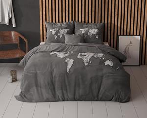 RoyalTextile - Marble World Dekbedovertrek 100% Katoen - Antraciet - 140 x 220