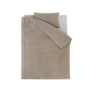 RoyalTextile - Chevron Teddy Dekbedovertrek - Taupe - 140 x 220