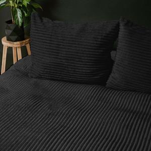 RoyalTextile - Rib Teddy Dekbedovertrek - Zwart - 240 x 220