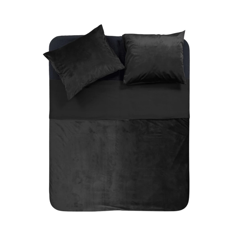RoyalTextile - Velvet Piping Dekbedovertrek - Zwart - 140 x 220